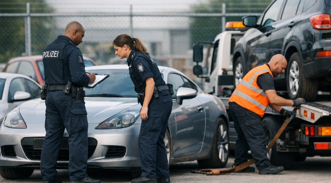 Von der Polizei beschlagnahmte Autos