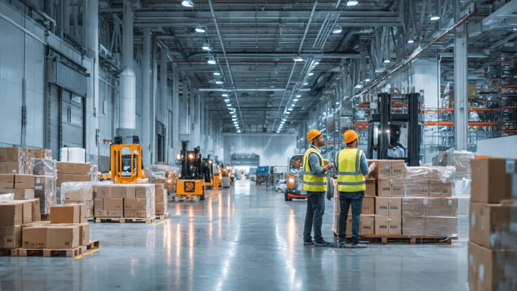 A Complete Guide To Work As A Warehouse Assistant In Dubai Warehouse assistants working in a modern Dubai logistics facility organizing inventory and preparing shipments.