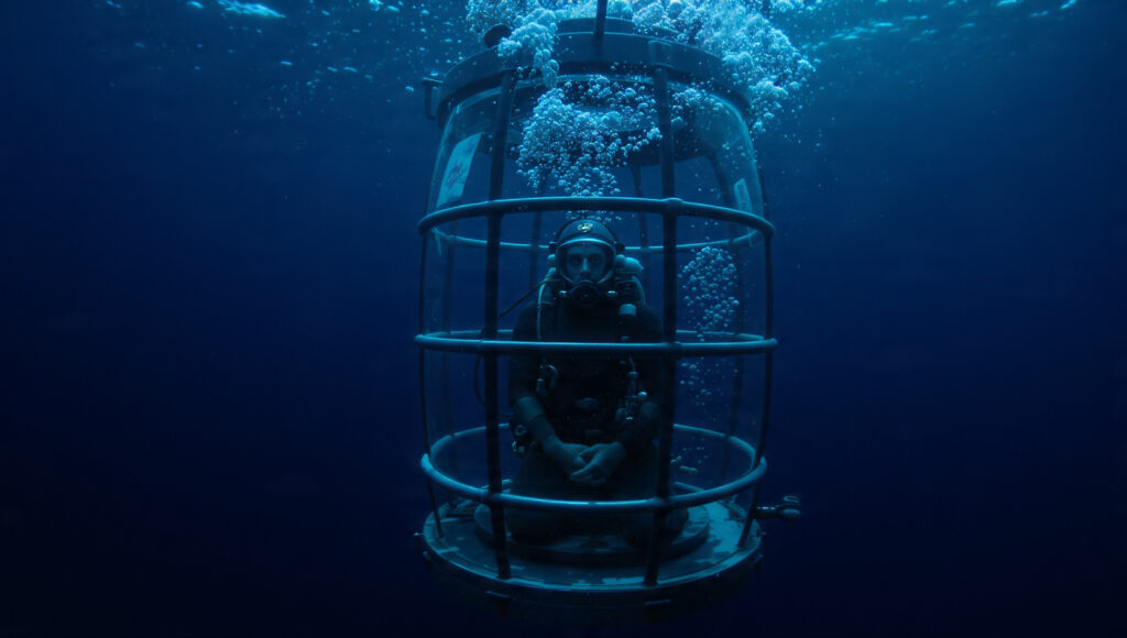 10 Bewildering Photos That Are Not Quite What They Seem The Man Inside a “Cage” Underwater