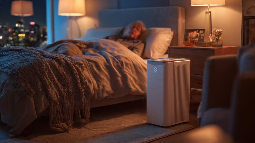 Copd Sleep Support Complete Guide To Oxygen Use At Night A home oxygen therapy machine set up for night time oxygen therapy for a COPD patient.