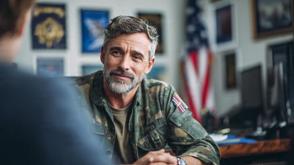 An older adult inquiring about military career opportunities and enlistment age limits.