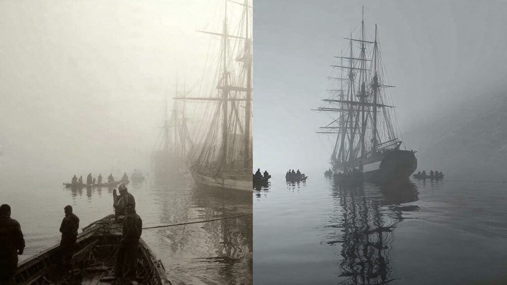 A comparison of a viral strange photo and its real-world historical explanation.